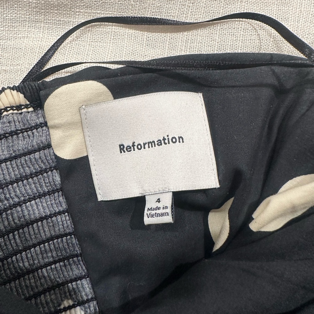 Reformation Black Strapless Dress with Cream Polka Dots - Picture 4 of 4